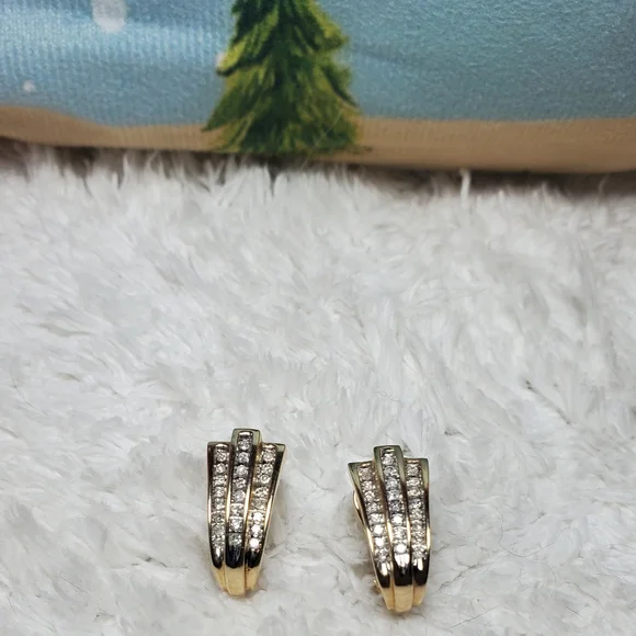 Zales14kGold Channel Set Diamond Earrings - Picture 1 of 14